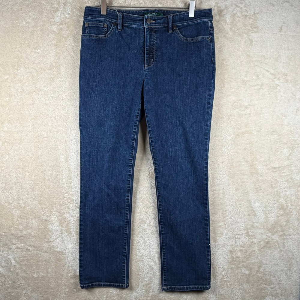 Lauren Ralph Lauren Modern Straight Curvy Jeans Dark Wash Blue Size 12 Preppy
